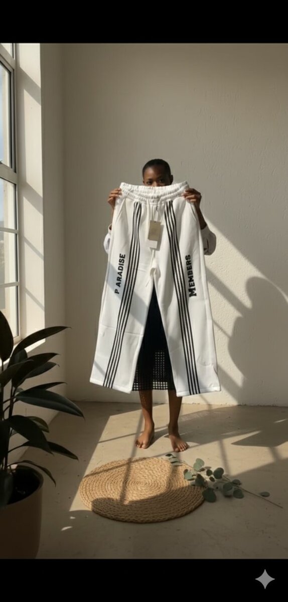 Pantalon streetwear blanc unisexe