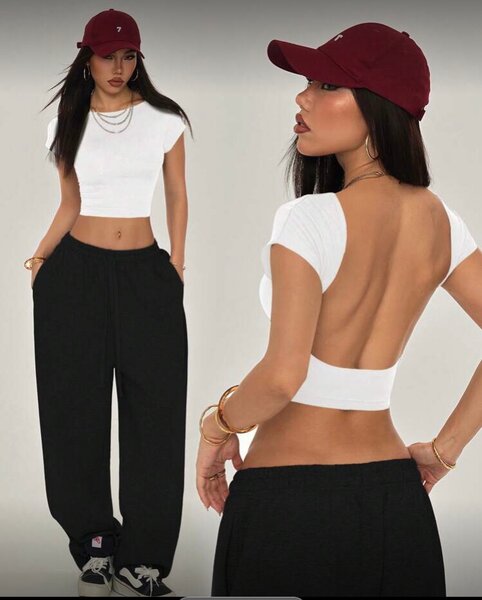 Top dos nu blanc femme
