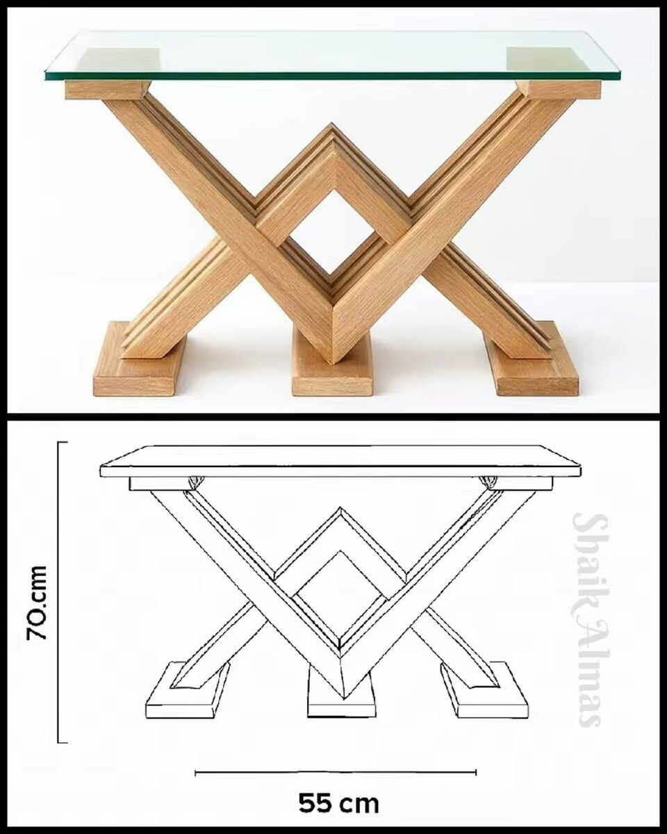 Table basse en verre et bois