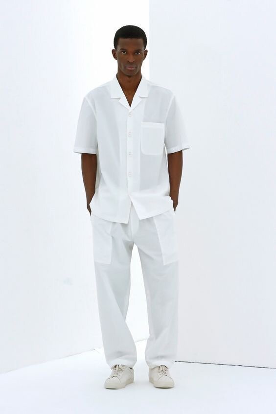 Ensemble blanc en lin homme