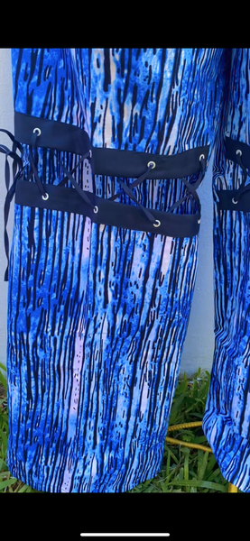 Pantalon bleu à lacets élégants