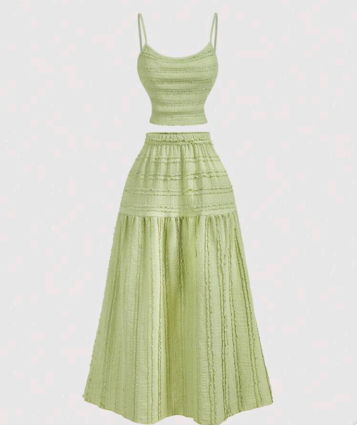 Robe longue évasée verte