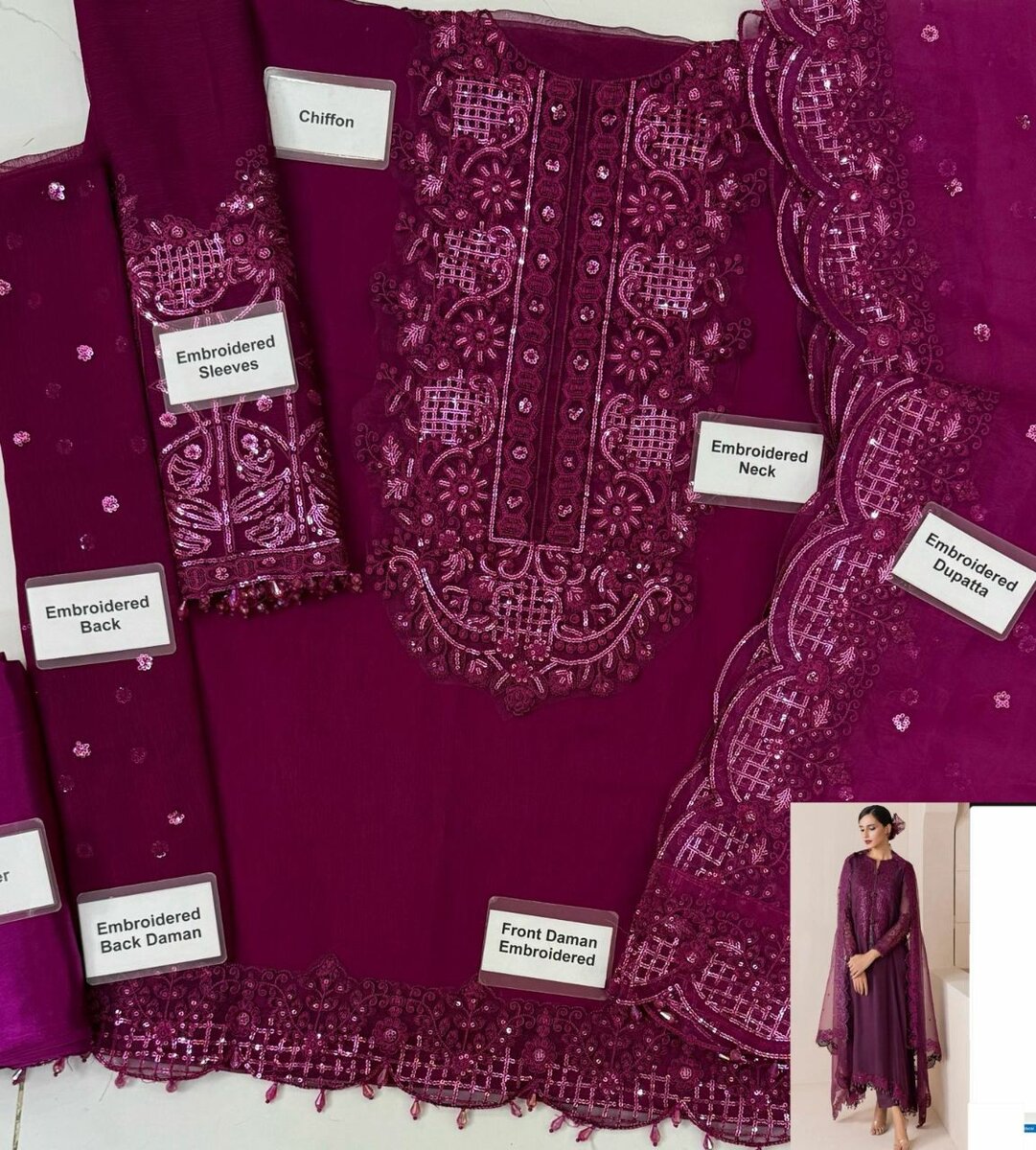 Fabric lawn cotton 3 pc .dc free