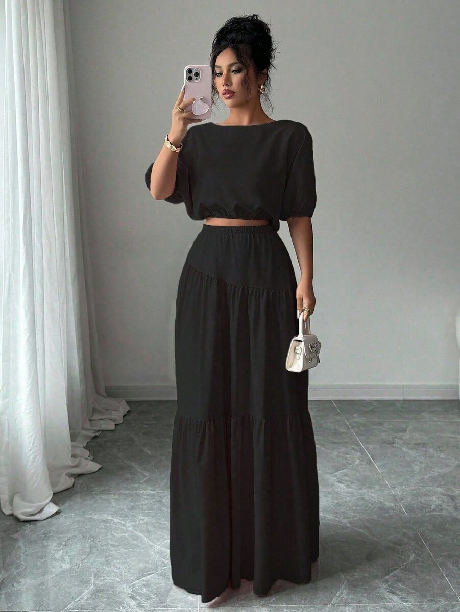 Robe longue élégante taille haute