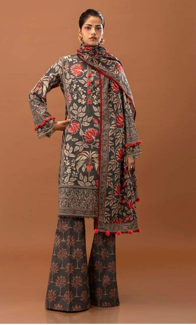 3 piece unstitched khaddar suits.