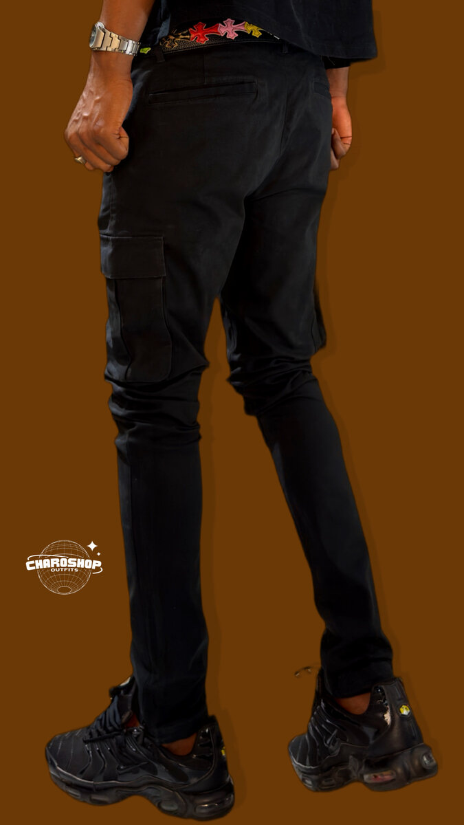 Pantalon cargo noir homme