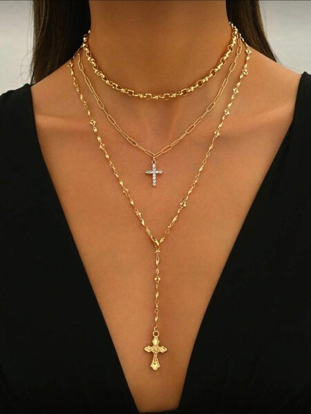 Collier superposé doré chic