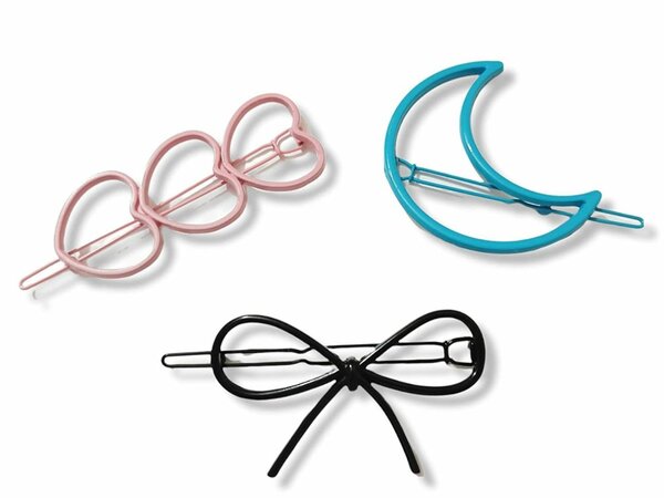 Pack of 2 colourful metal hair clips