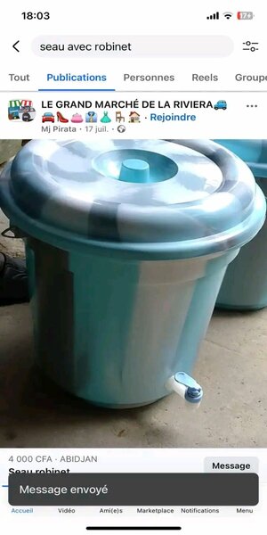 Seau avec robinet pratique