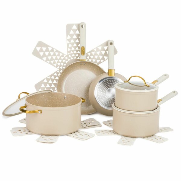 Thyme & Table Nonstick 12-Piece Cookware Set, Taupe, Cookwar