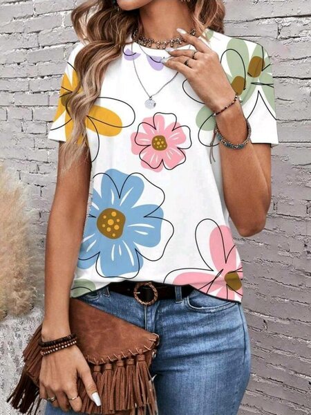T-shirt florale colorée