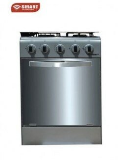 SMART - Cuisinière - Gaz 4 Feux Avec Four STC-5050SK - 50 X 50 Cm - Blanc/Noir