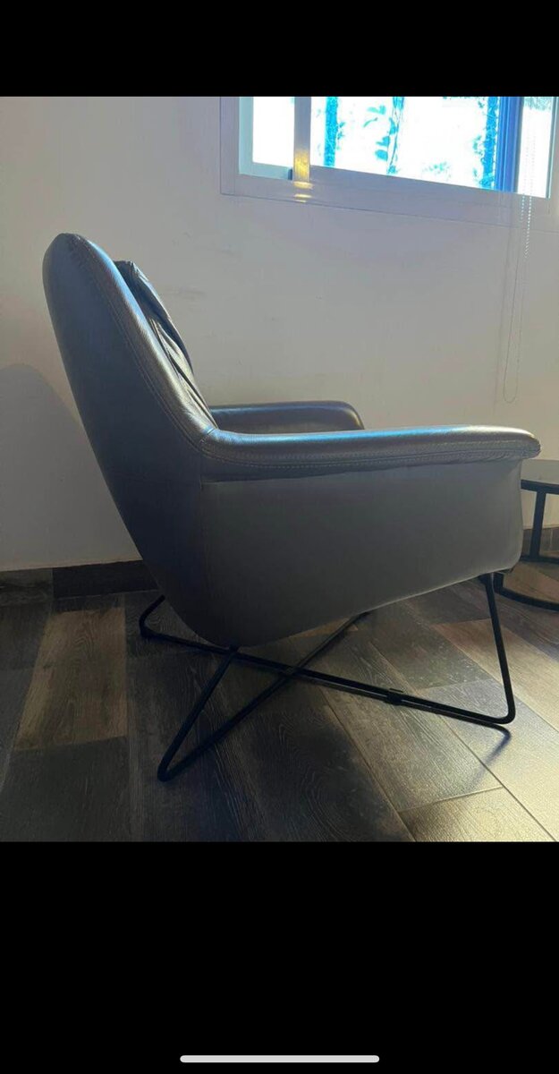 Fauteuil en Cuir Gris USA