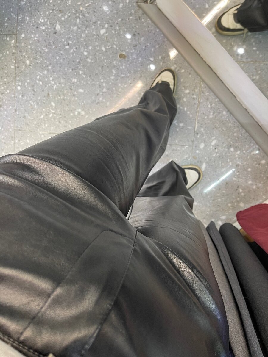 Кожаные брюки с утеплением