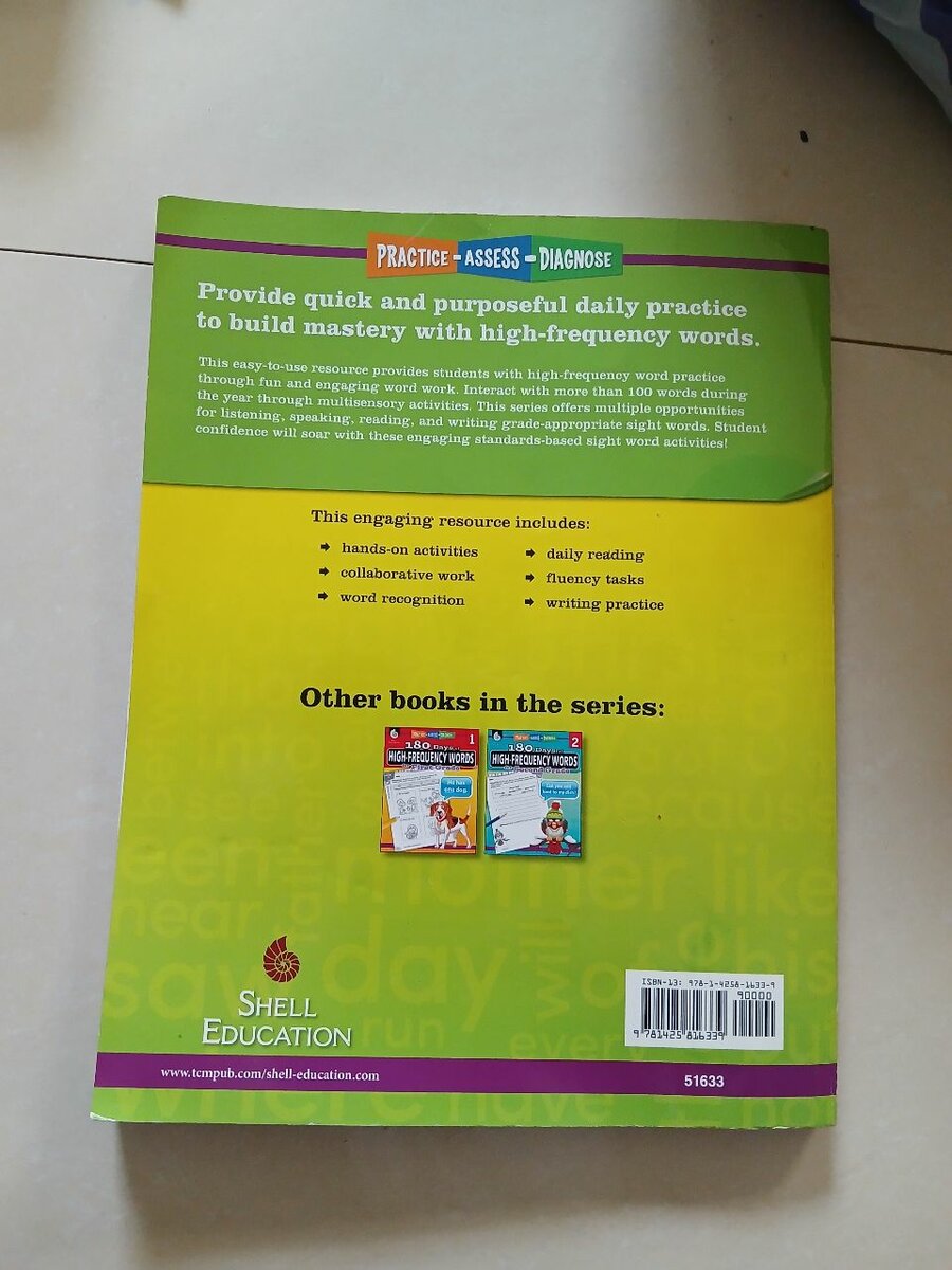 Kindergarten activity book for high frequency words