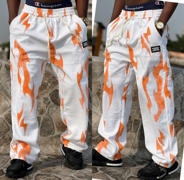 Pantalon jogger motif flamme