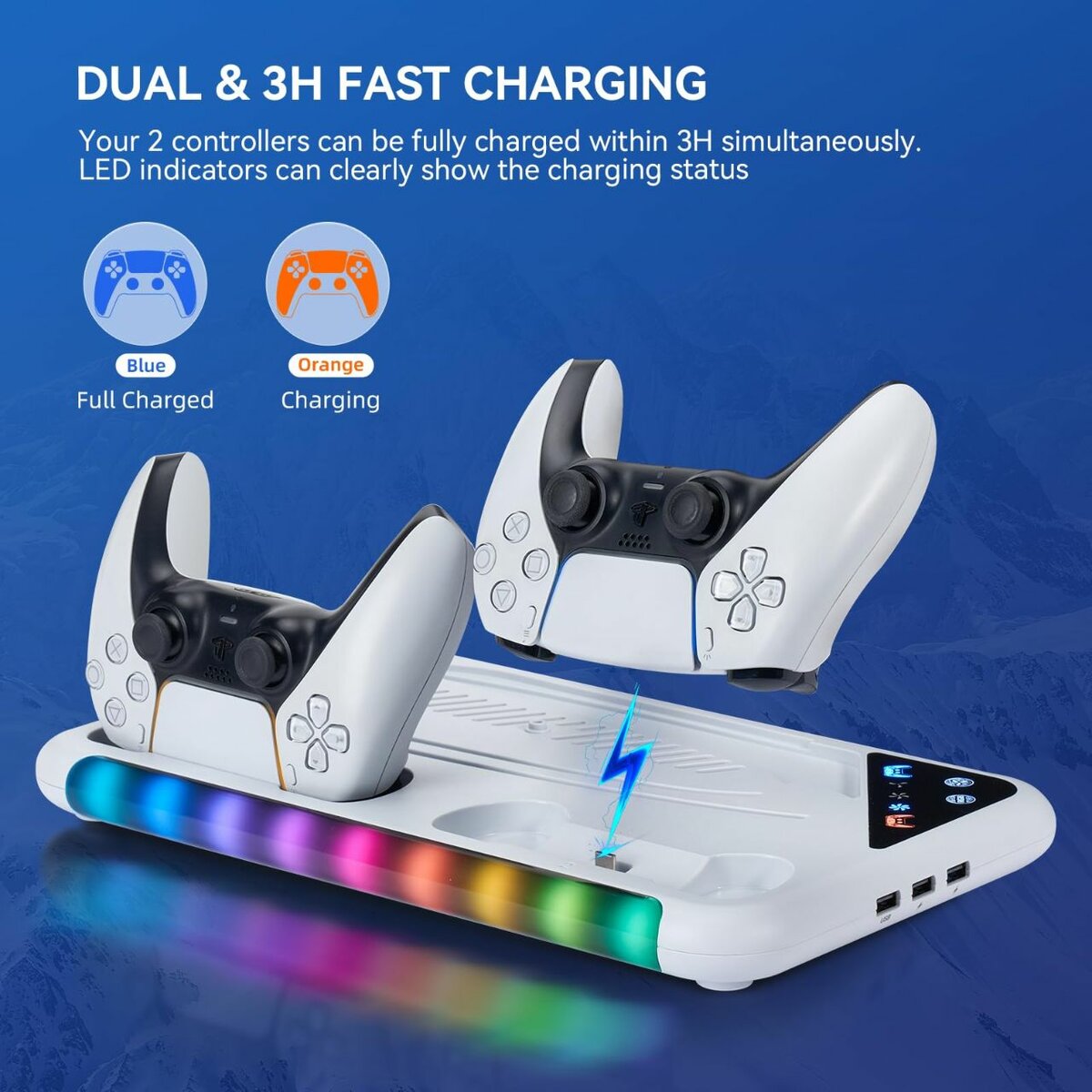 Station de charge PS5 RGB