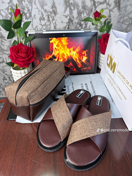 Sandales en cuir tissées