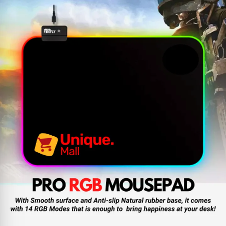 Professional RGB Gaming Mouse Pad Large & XXL Size - Extended Soft Cloth Multi Color Light Change Mousepad Mat with Non-Slip Rubber Base & 14 Lighting Modes for Gamers, PC Computer, Laptop, Office - Black - UNIQUE MALL
