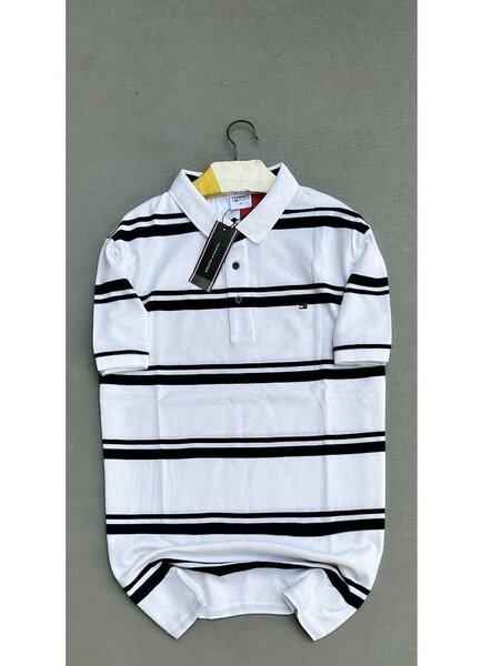 Polo rayé blanc classique