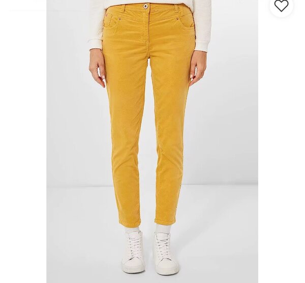 Pantalon en Velours Jaune Femme