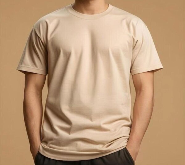 T-shirt beige en coton