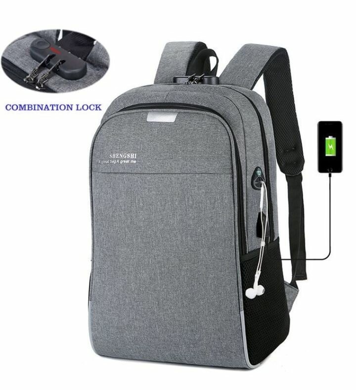 Password Lock SunPower Anti Theft Laptop Backpack grey