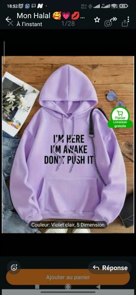 Sweat à Capuche Violet