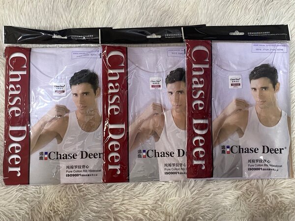 3 Pieces Chase Deer Singlet - 100% Cotton