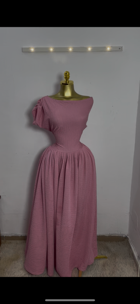 Robe longue élégante rose