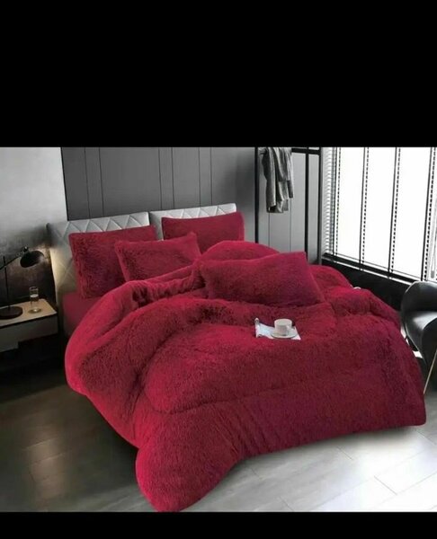 Parure de lit rouge en peluche douce