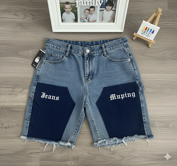 Short en jean patchwork tendance