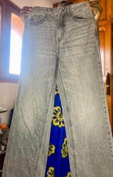 Jean évasé gris femme gros bas