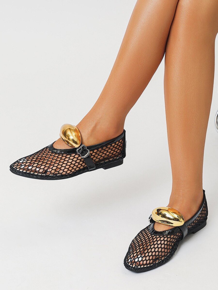 Mules en maille métallique dorée