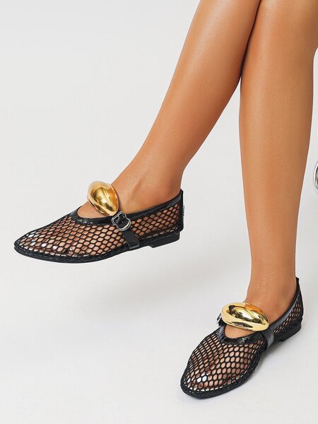 Mules en maille métallique dorée