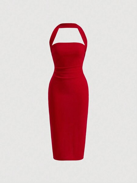 Elegant Red Midi Dress