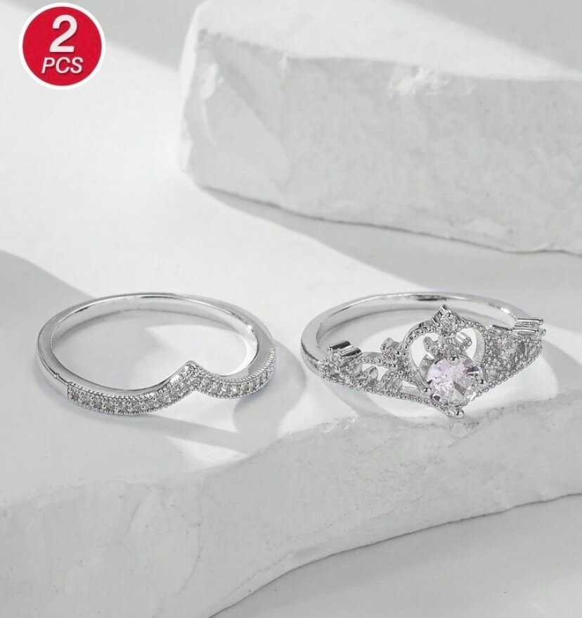 Bague de fiançailles princesse 2 pièces