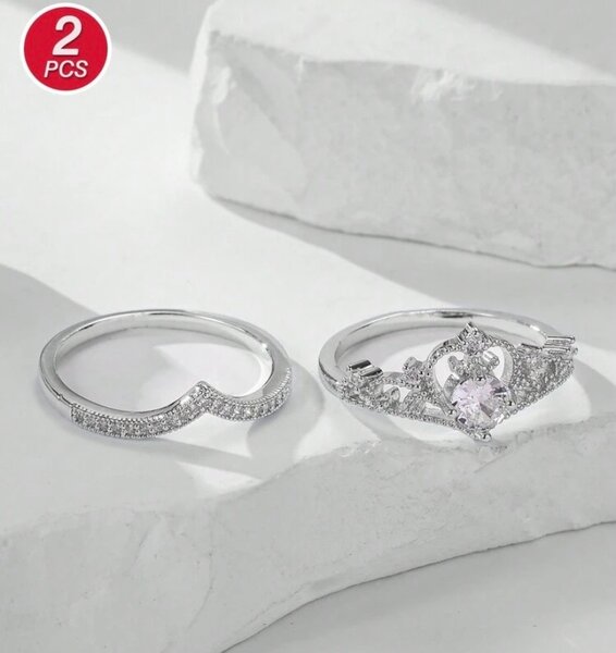 Bague de fiançailles princesse 2 pièces