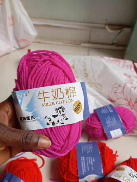 Laine Coton violet et rose