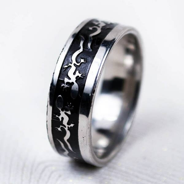 Bague Homme Lézard Acier Inox