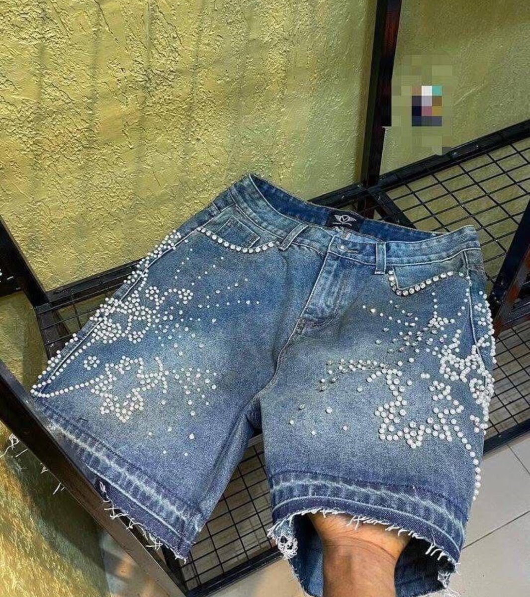 Shorts en jean brodés mode