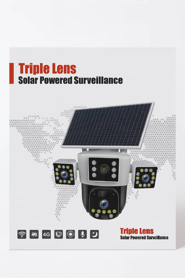 Caméra Surveillance Solaire Triple Lentille