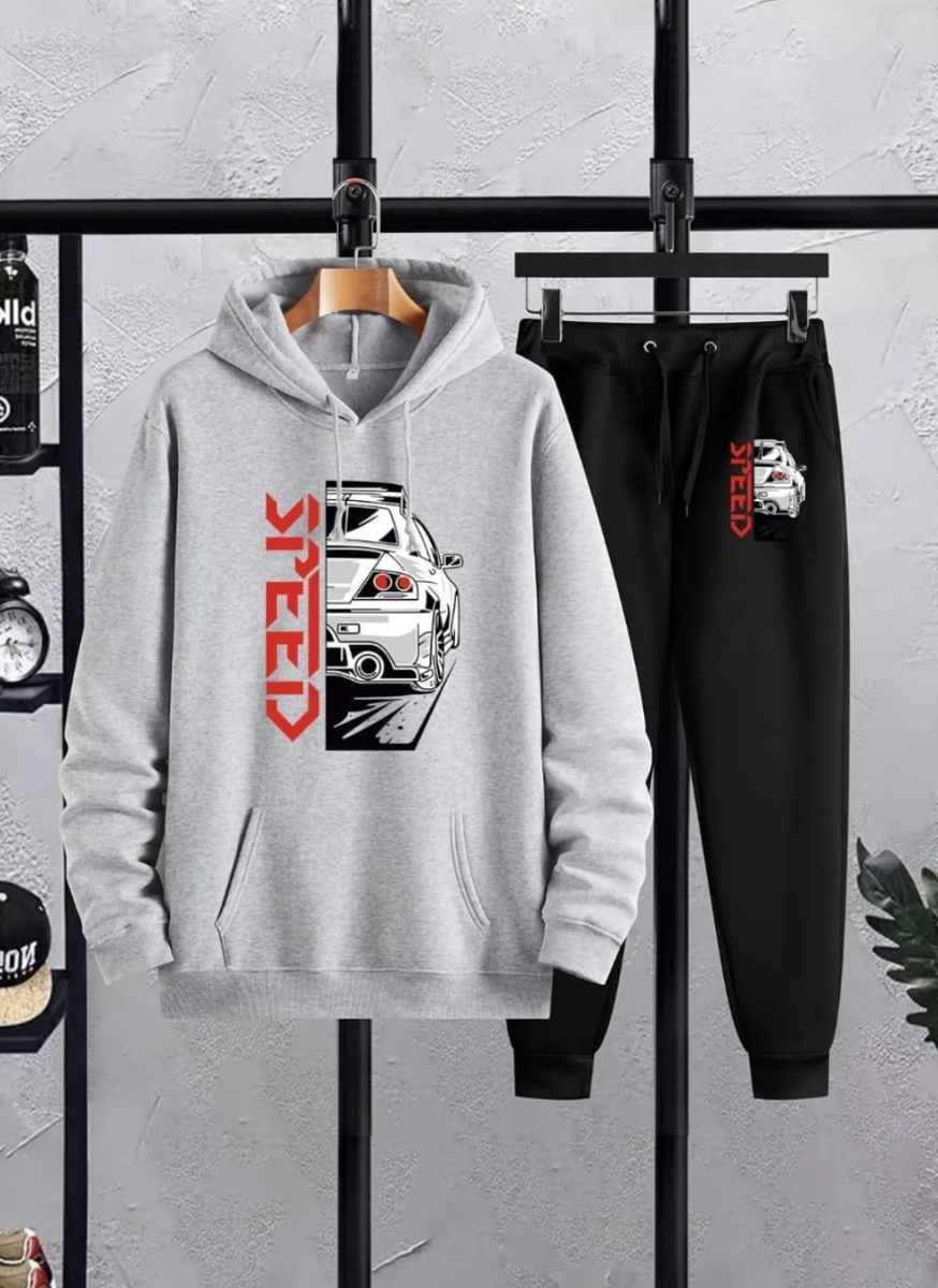 Men's fleece hoodie 2pcs set comfortable