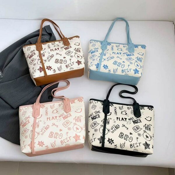 Sac fourre-tout floral bleu