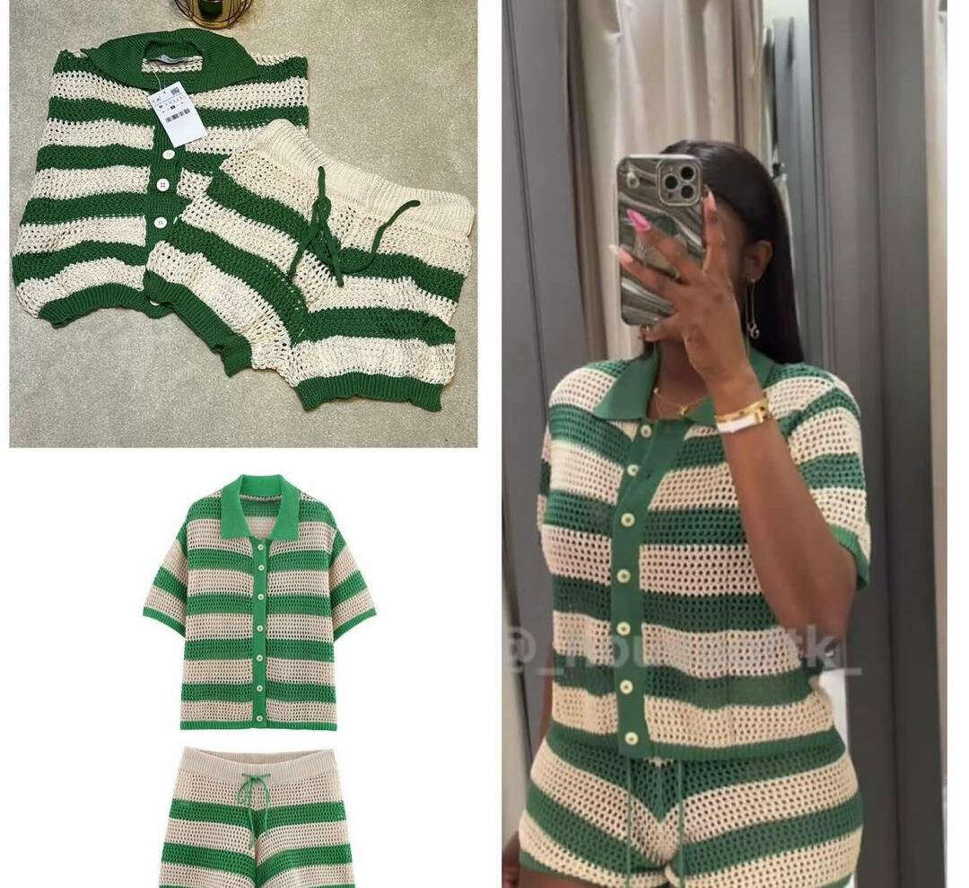 Ensemble tricot rayé femme