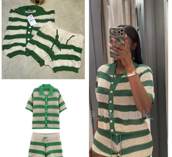 Ensemble tricot rayé femme