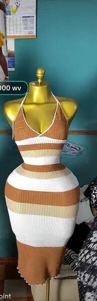 Robe moulante rayée femme