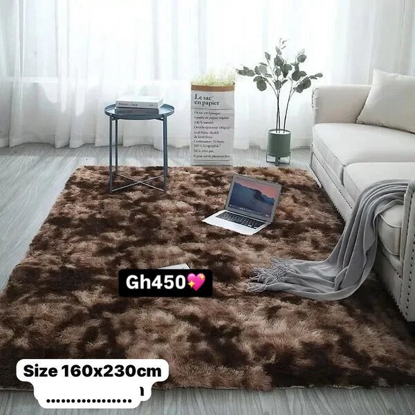 Fluffy carpet brown+black 160x230
