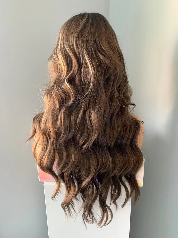 TATIANNA" - WAVY BROWN LACE FRONT WIG WITH HIGHLIGHTS