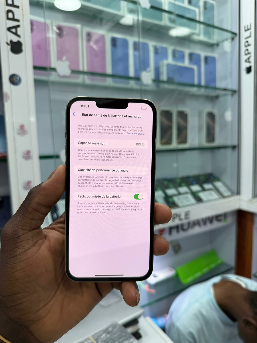 13 pro max 256 Go message écra